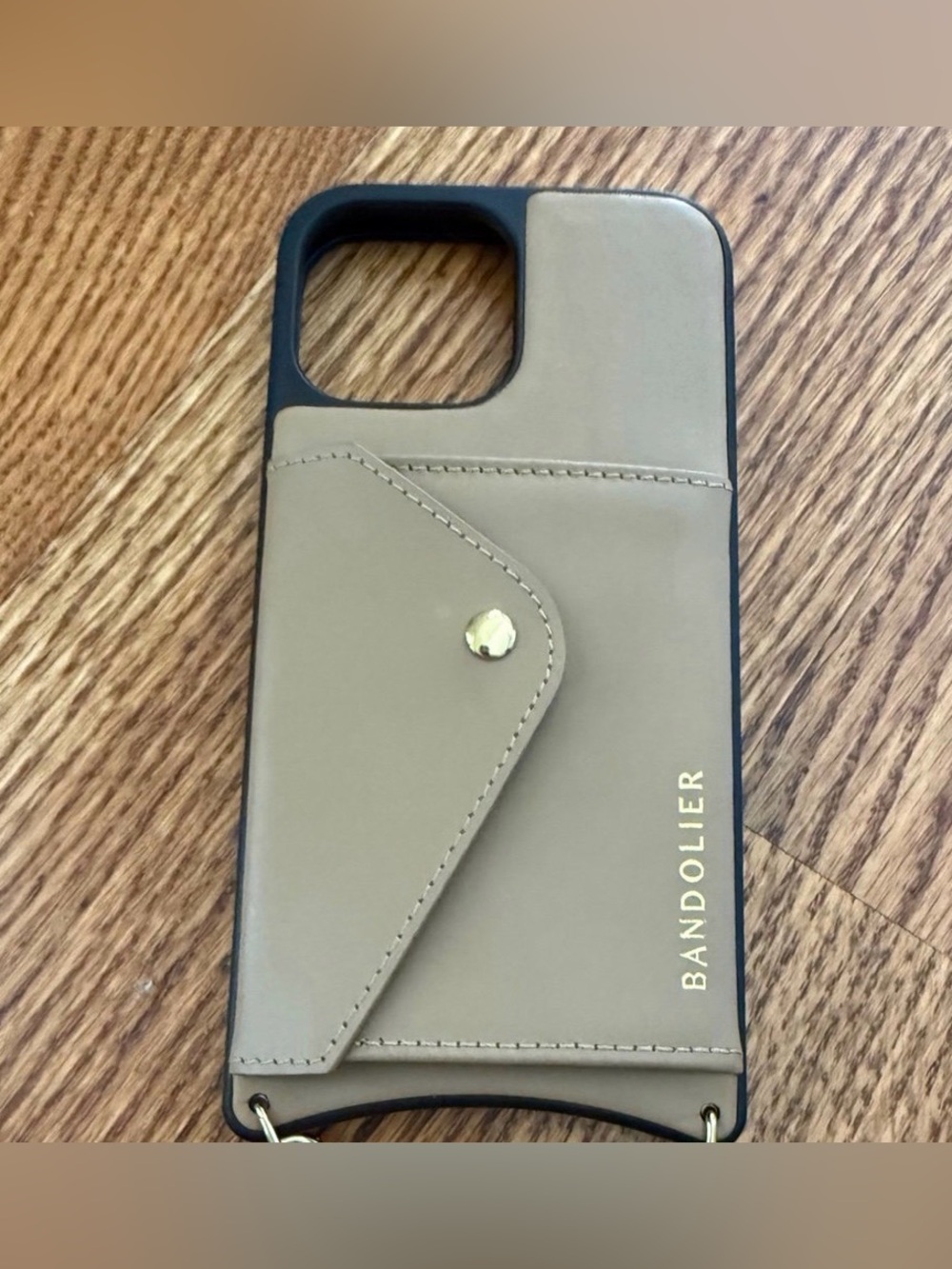 Bandolier 13 promax Taupe Leather Card Wallet Phone Case with Gold Accent
